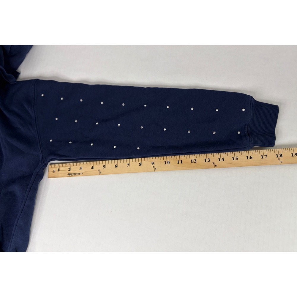 Dallas Cowboys Rhinestone Cropped Hoodie Women's XS Navy Blue NFL Pullover - Picture 7 of 13